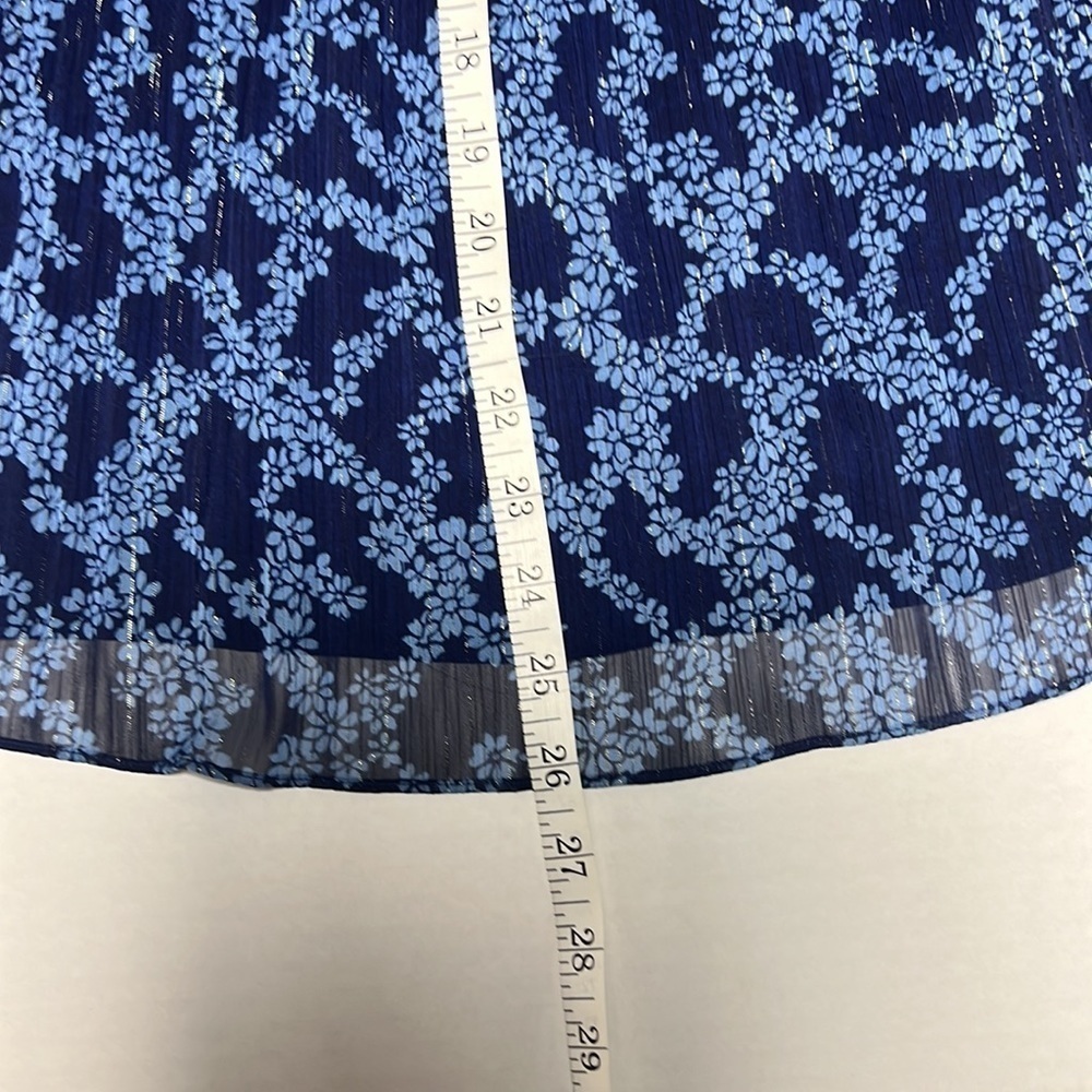 Michael Kors Sheer Blueberry Floral Print Off Shoulder Blouse Top 1X NWT  Blue - Picture 8 of 11
